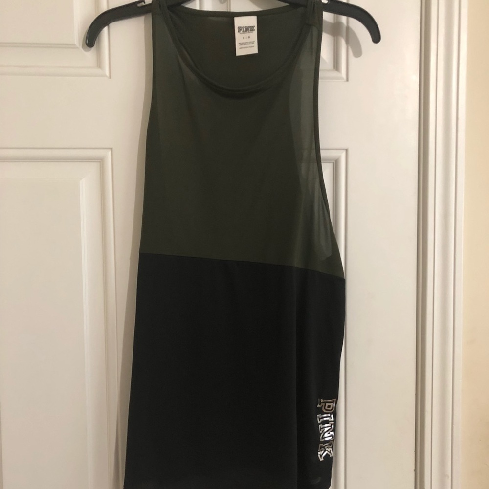 NWOT VS Pink Olive/Black Colorblock Racerback Tank